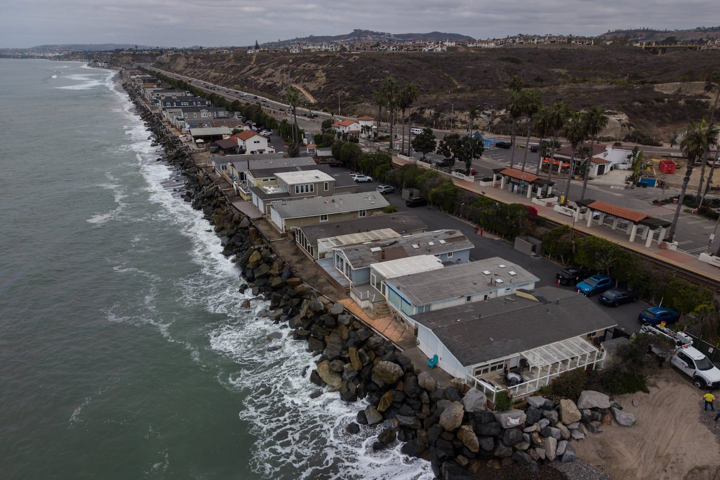 Oceanfront homes sit along the coastline near North Beach in San Clemente, Calif., on Sept. 18.