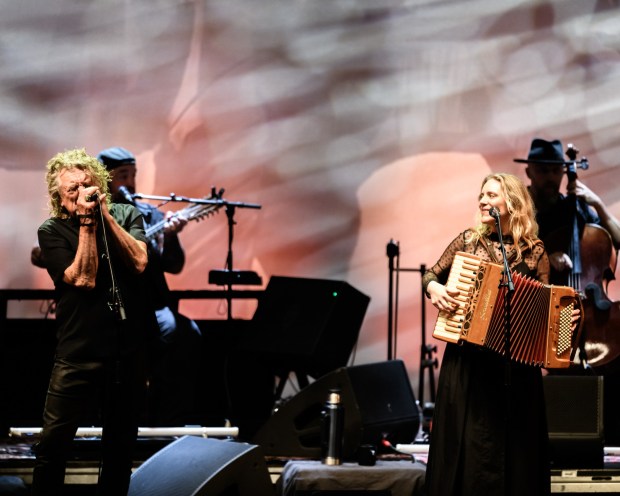 Robert Plant and Suzi Dian made for inspired vocal foils Monday night at Humphreys Concerts by the Bay. (Alan Hess / Courtesy Humphreys Concerts by the Bay)