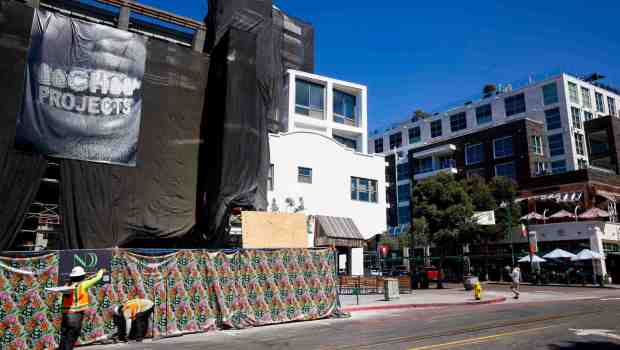 Construction continues on La Pensione hotel seen on Tuesday, Sept. 22, 2026 in San Diego, California. (Meg McLaughlin / The San Diego Union-Tribune)