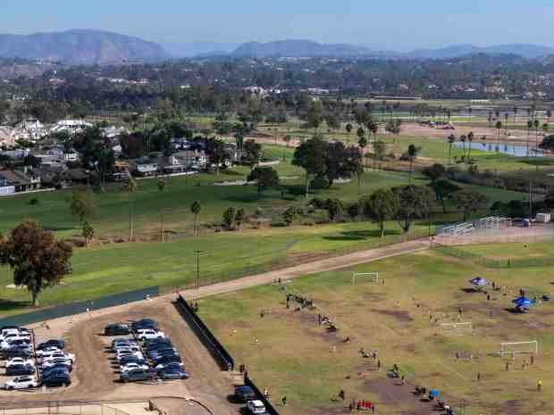 Soccer matches are played at Surf Sports Park on Oct. 25, 2025. (Meg McLaughlin / The San Diego Union-Tribune)
