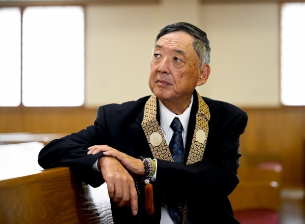 Ralph Honda is a community leader at the Buddhist Temple of San Diego. It turns 100 this year and marked the occasion on Sunday. (Denis Poroy for The San Diego Union-Tribune)