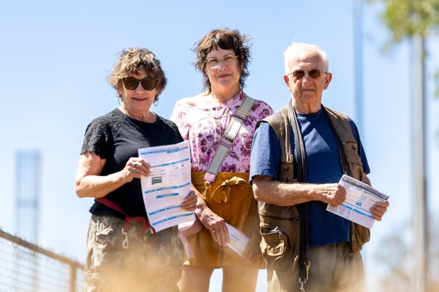 Marty Graham, Pamela Brock and Larry Halford pose for a photo on Tuesday, Sept. 22, 2026 in San Diego, California. (Meg McLaughlin / The San Diego Union-Tribune)