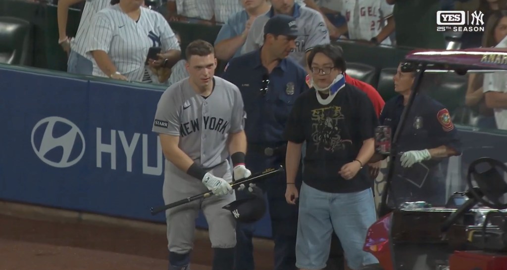 The person in the camera well left with a neck brace.