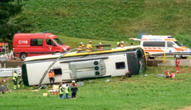Dutch tour bus overturns in Switzerland, leaving several people dead, police say