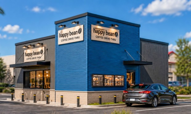 Oakland Village is approved for one drive-thru, the town's first ever, which Colliers is marketing to prospective coffee tenants. (Oakland Town Center LLC)
