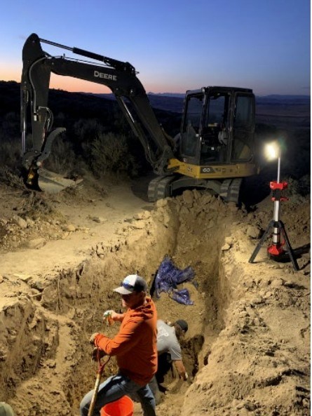 Special agents with Homeland Security Investigations work with a forensic evidence team from the Washington State Police in September 2023 in the desert outside Yakima, Wash., to exhume the bodies of a married couple killed at a nearby ranch. (Courtesy of U.S. Attorney's Office for the Southern District of California) 