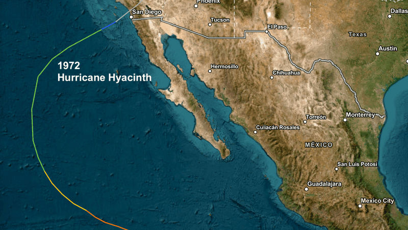 Hyacinth made landfall near Oceanside in 1972 - as a Tropical Depression.