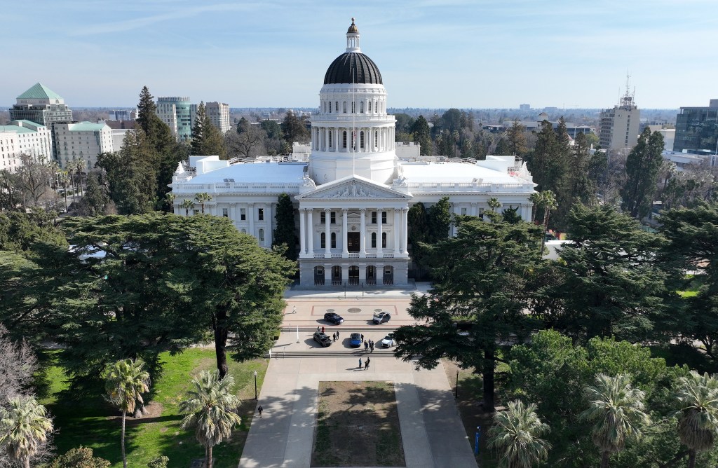 Aerial view of the California State Capitol in Sacramento.