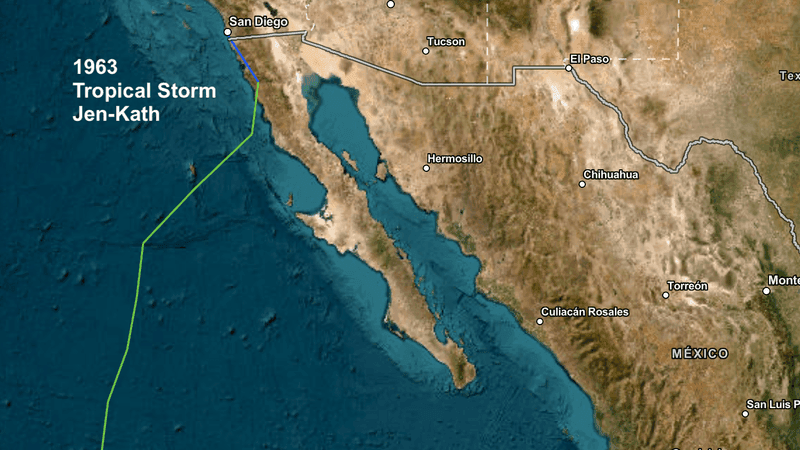 Tropical Storm Jen-Kath in 1963.