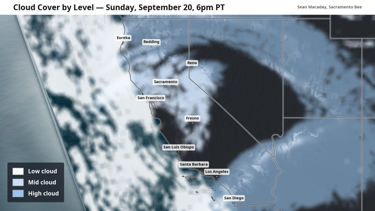 Forecast cloud cover Sunday at 6 pm.