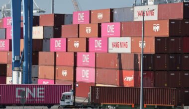 Containers at Long Beach Port in Southern California. This August was the port's busiest on record, and fifth-busiest month ever.