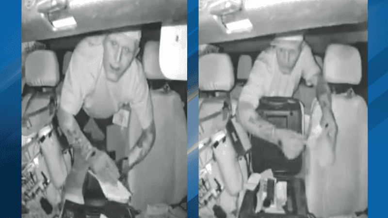 The Bakersfield Police Department is asking for the community’s help in identifying a man accused of breaking into a car parked at the DoubleTree Hotel parking lot and taking items. PHOTO: BPD