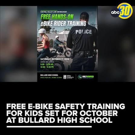 Free E-Bike Safety Training For Kids Set for October at Bullard High School