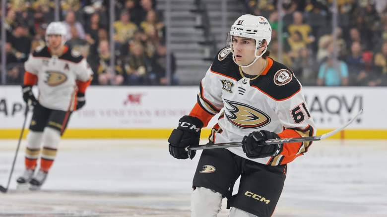 Cutter Gauthier in his debut with the Anaheim Ducks
