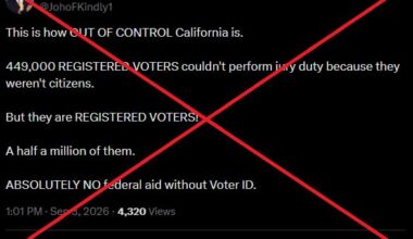 No evidence 449,000 noncitizens are registered to vote in California
