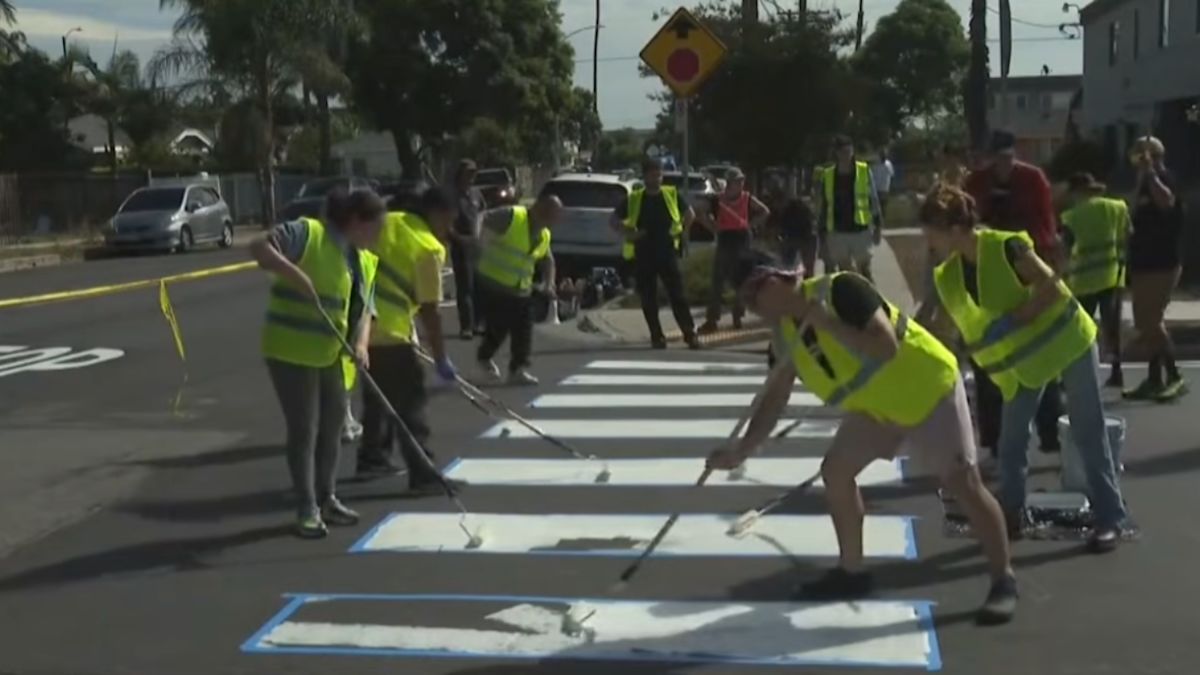 Los Angeles Residents Paint Their Own Crosswalk In Protest Where Teen Was Killed in Hit-and-Run