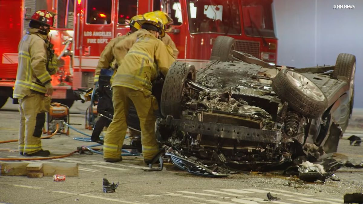 Car Flies Off Downtown Los Angeles Overpass, Drops Up to 50 Feet to Street Below
