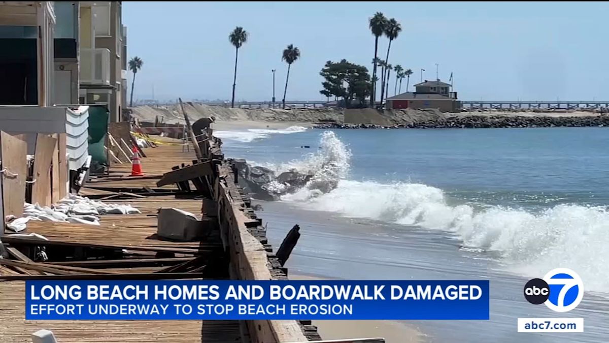 Effort launched to stop beach erosion after high surf from Marie damages Long Beach homes, boardwalk