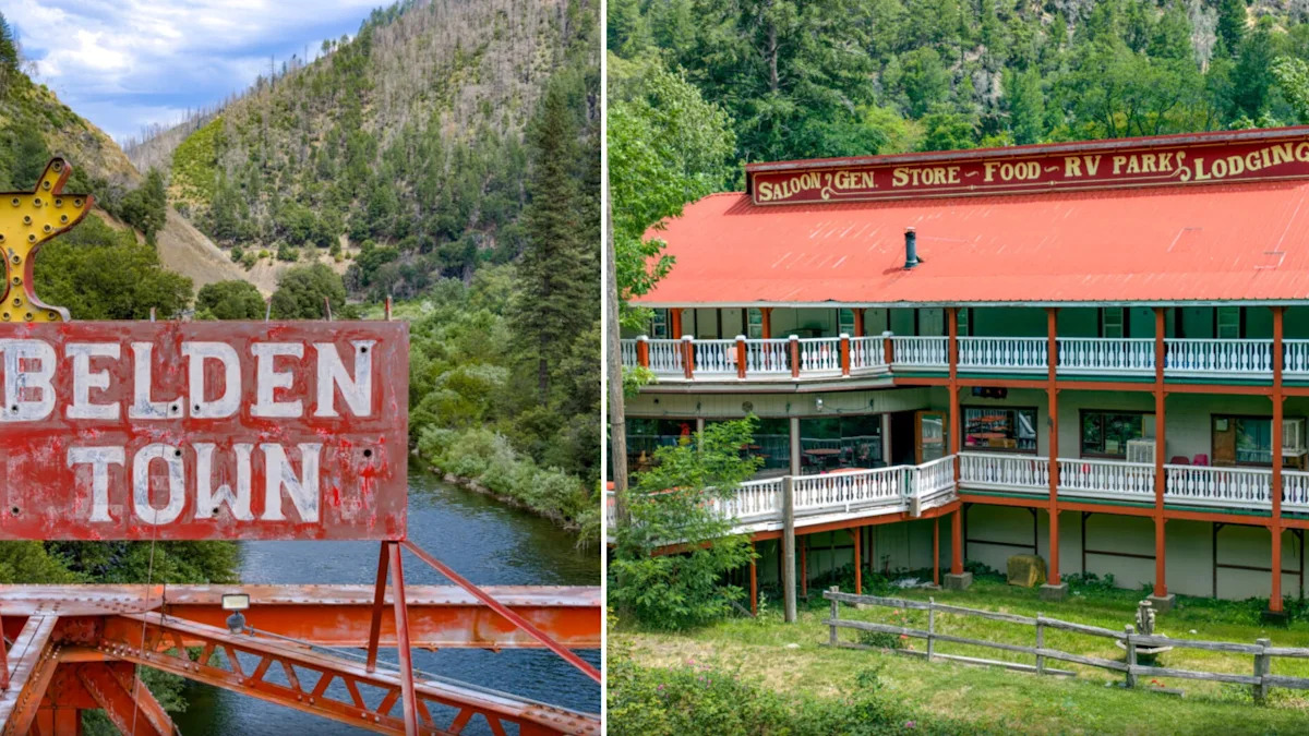 California town hits the market for $4.75M — with 18 hotel rooms, 7 cabins, a bar and river frontage included