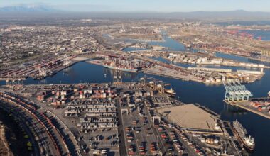 Thousands march in California on Labor Day as port workers warn automation is wiping out jobs