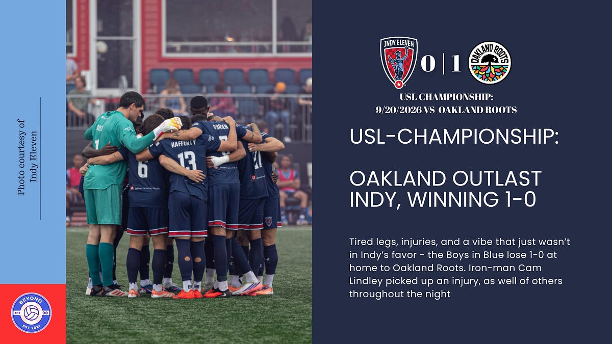 USL-Championship: Oakland Outlast Indy, winning 1-0