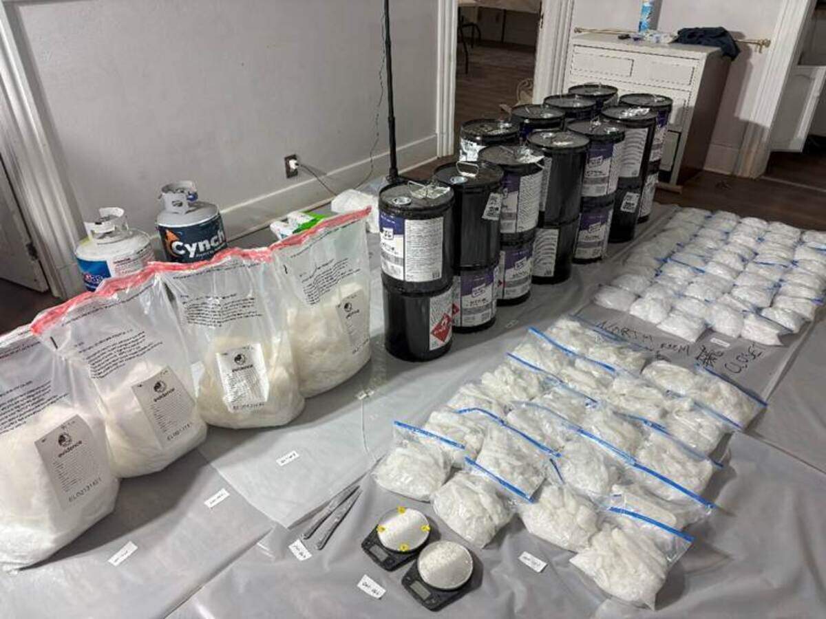 Crystal methamphetamine, propane tanks and 5-gallon acetone containers