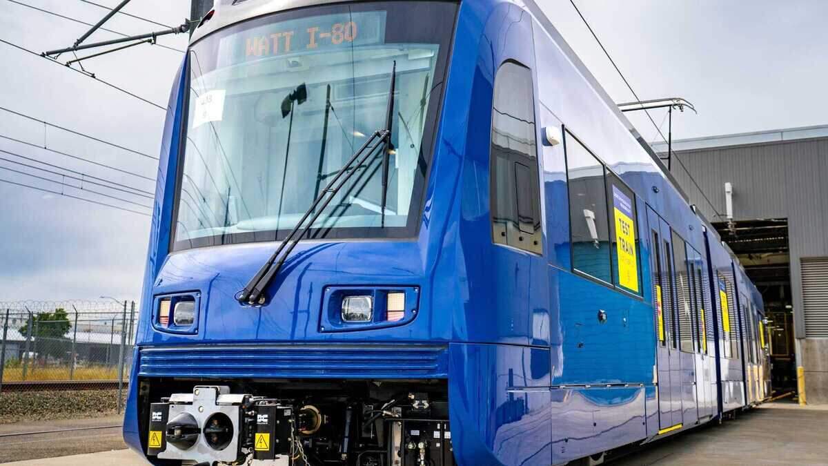 One of Sacramento Regional Transit's new low floor light rail trains is demonstrated in 2023 at RT's rail maintenance facility in Sacramento. Five light rail stations in south Sacramento will be closed for about three weeks as construction continues to accommodate the new trains.