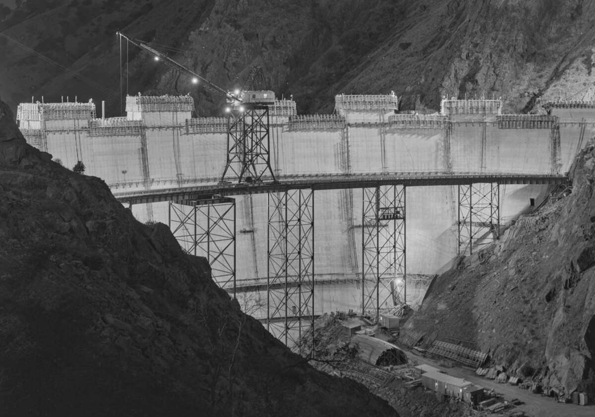 The Monticello Dam under construction in 1956.