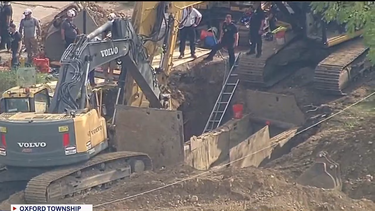 Worker rescued from trench collapse in Oxford Township