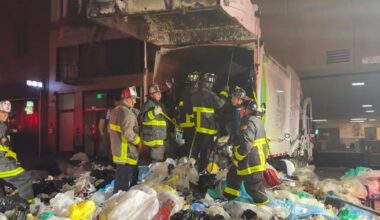 San Francisco firefighters rescue person trapped inside garbage truck