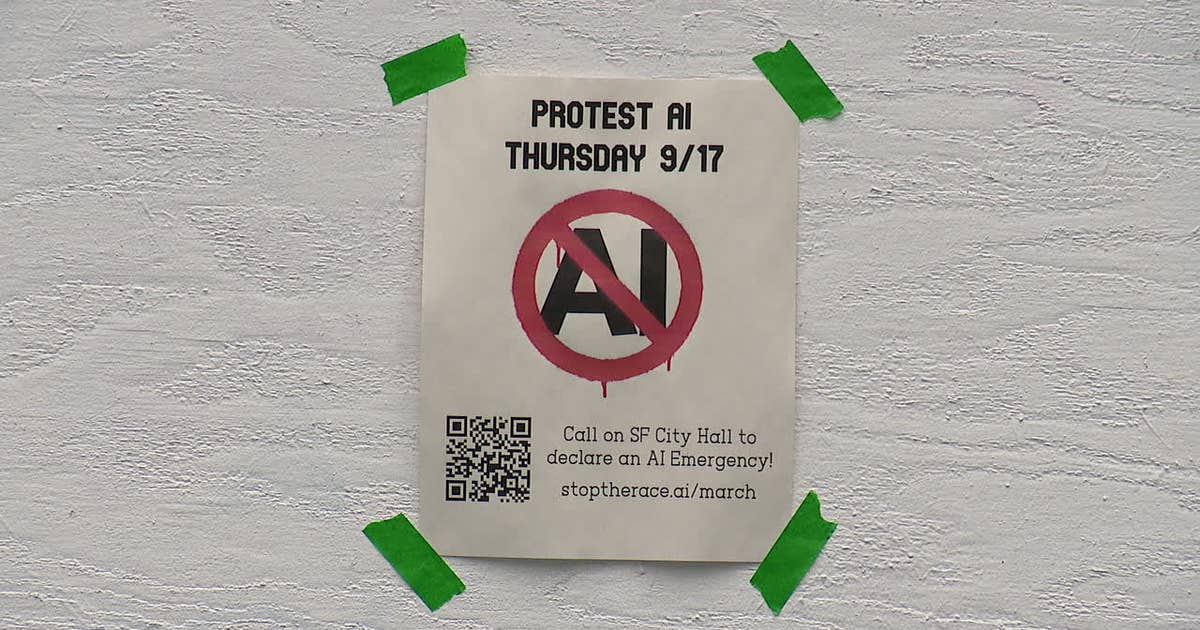 'Stop the AI Race' rally outside Dreamforce in San Francisco
