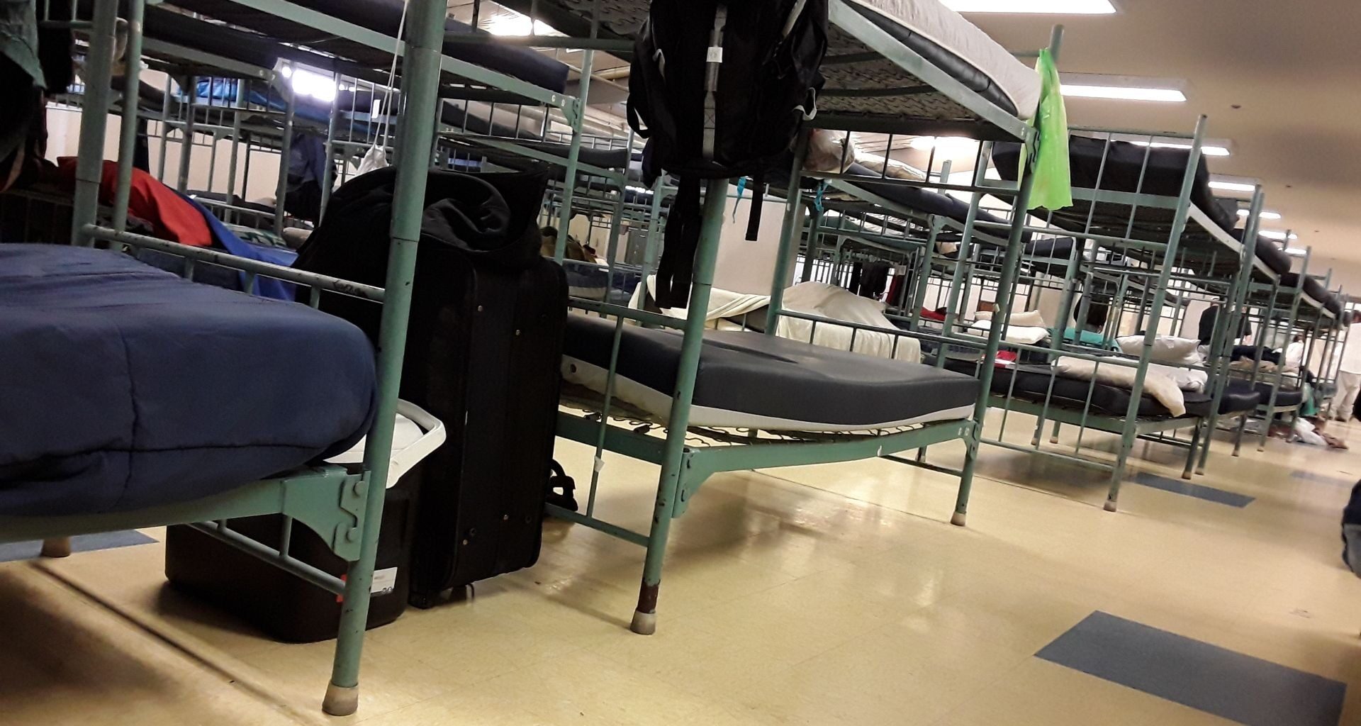 Bunk beds in a shelter.