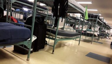 Bunk beds in a shelter.