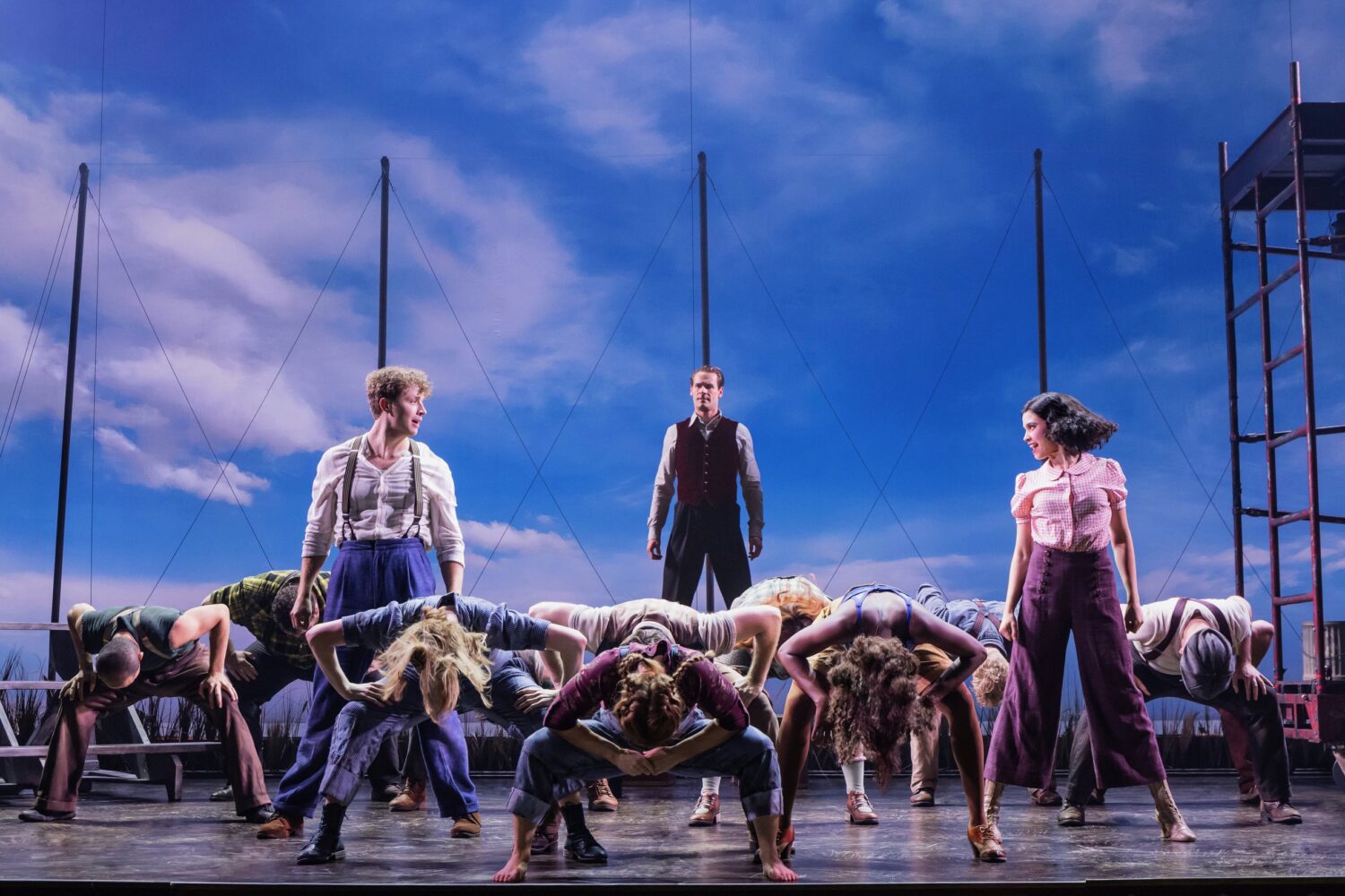 The cast of Water for Elephants all on stage in a dance number