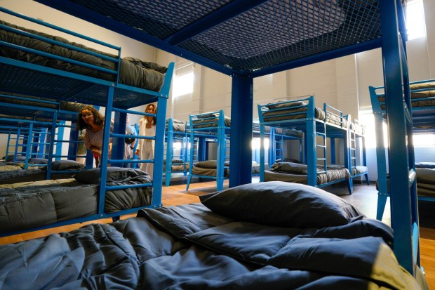 ....Guest take a self guided tour of the San Diego Rescue Mission's newest shelter, the South County Lighthouse on Wednesday, June 19, 2024 in National City, CA. This particular space is the 90-bed dorm for single men. (Nelvin C. Cepeda / The San Diego Union-Tribune)