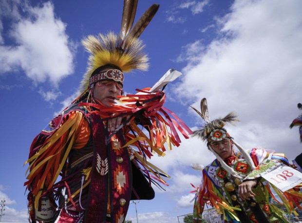 Dancers perform at the 2023 Barona Powwowin Lakeside. Howard Lipin / U-T FILE