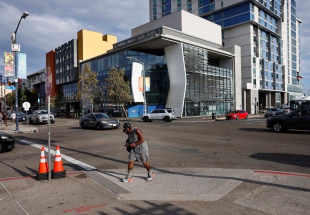 San Diego, CA - September 8: A former skydiving center at 1401 Imperial which has been used as a homelessness services hub is being converted to affordable housing's seen here on September 8, 2026 in San Diego, CA. (K.C. Alfred / The San Diego Union-Tribune)