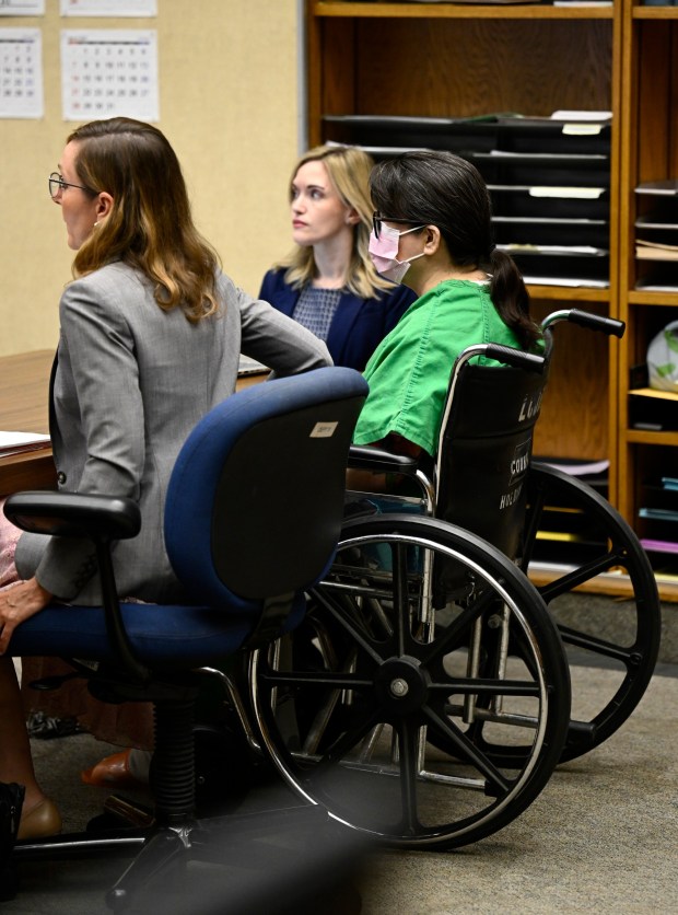 Defendant Yolanda Marodi, center, sits next to deputy public defender Emily Rose-Weber, left, during her sentencing hearing in San Diego County Superior Court Sept. 2, 2026 in El Cajon, Calif. (Photo by Denis Poroy)