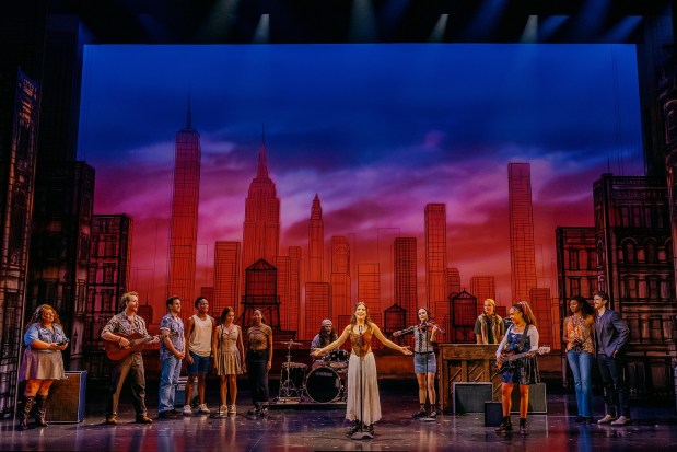 Emma Busse as Gretta, center, in a scene from The Old Globe's world premiere musical "Begin Again." (Jeff Lorch)