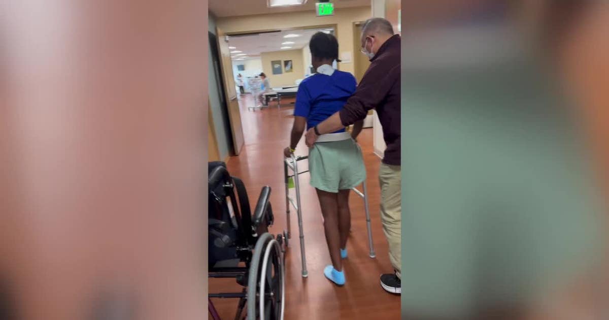 Oakland woman takes first steps after crash involving kid drivers