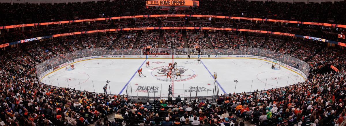 Anaheim Ducks hockey game during the home opener at Honda Center in Anaheim