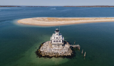 The Orient Long Beach Bar Light, also known as Bug Light, helps boats navigate a dangerous sandbar between Orient Harbor and Gardiner