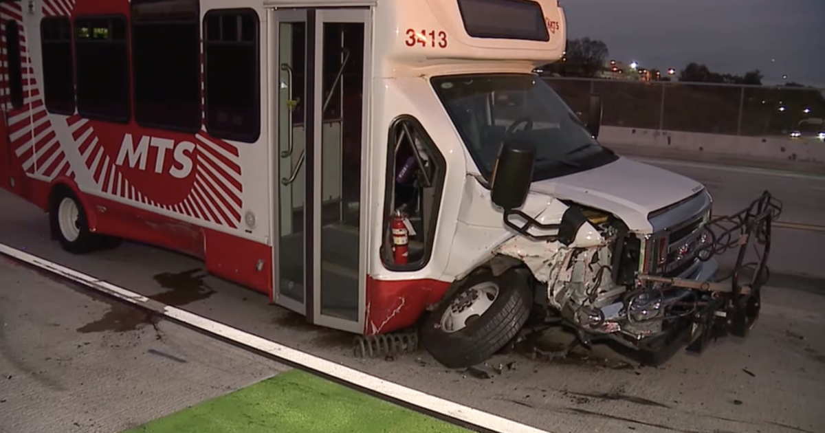 1 hospitalized, 1 arrested after crash involving MTS bus