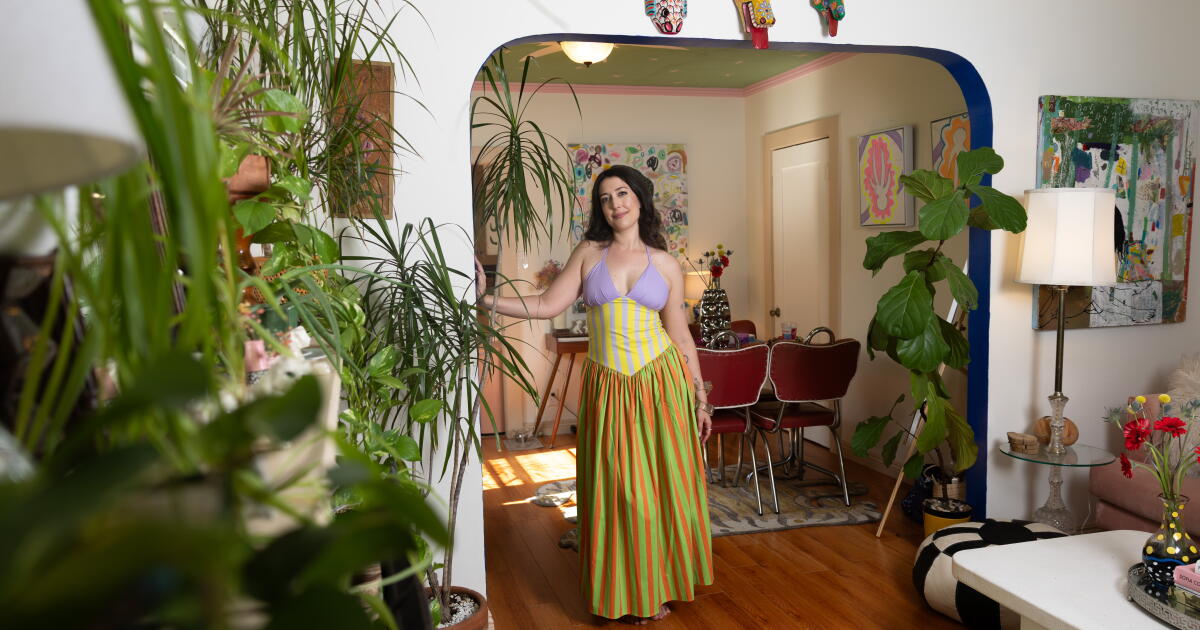 She created a chic bohemian bungalow using color and vintage furniture