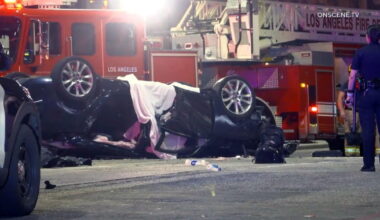 Driver dies after his car goes through guardrail, falls into Grand Avenue gap in downtown L.A.