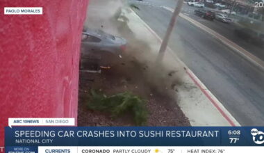 Speeding car crashes into National City sushi restaurant
