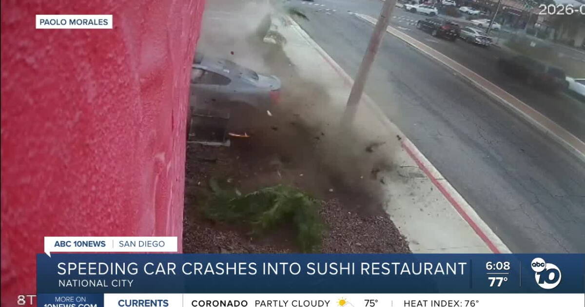 Speeding car crashes into National City sushi restaurant