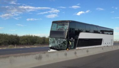 Southbound Highway 99 closed near Ripon after crash involving coach bus