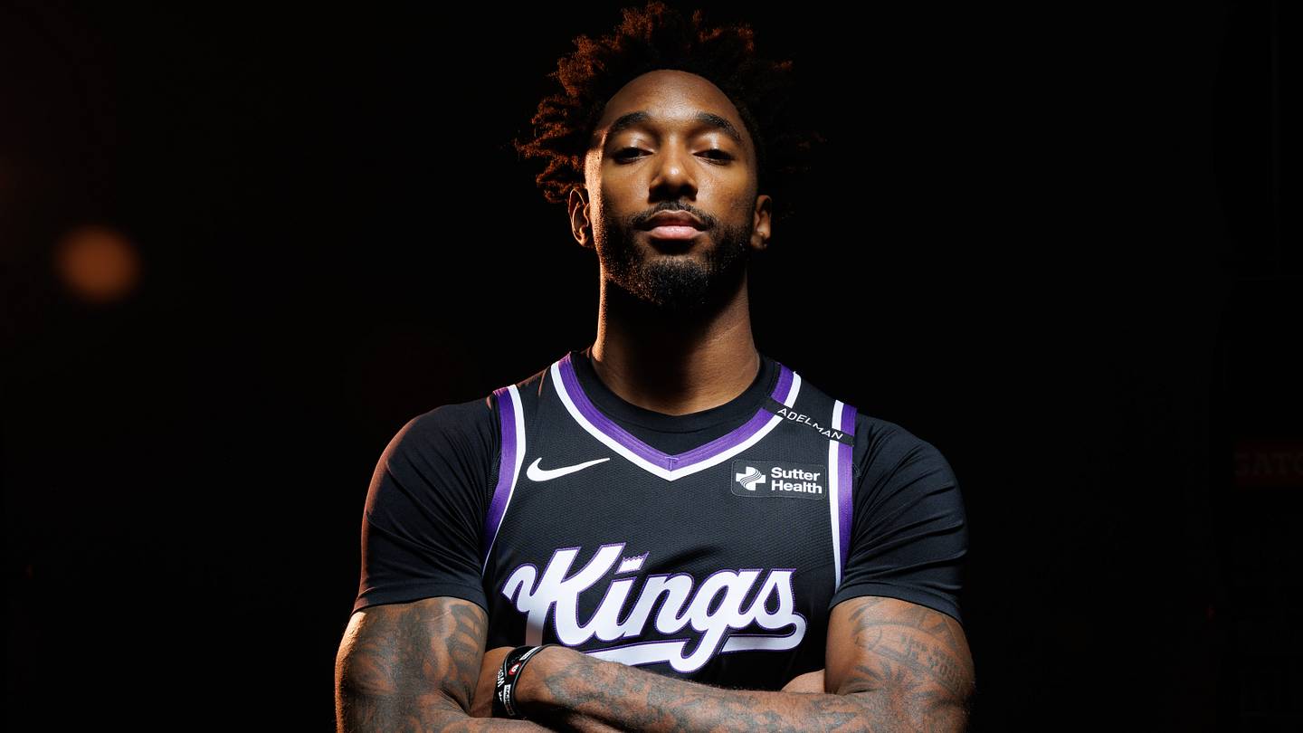 Sep 28, 2026; Sacramento, CA, USA;  Sacramento Kings forward Leaky Black (19) during media day at Golden 1 Center.  Mandatory Credit: Sergio Estrada-Imagn Images