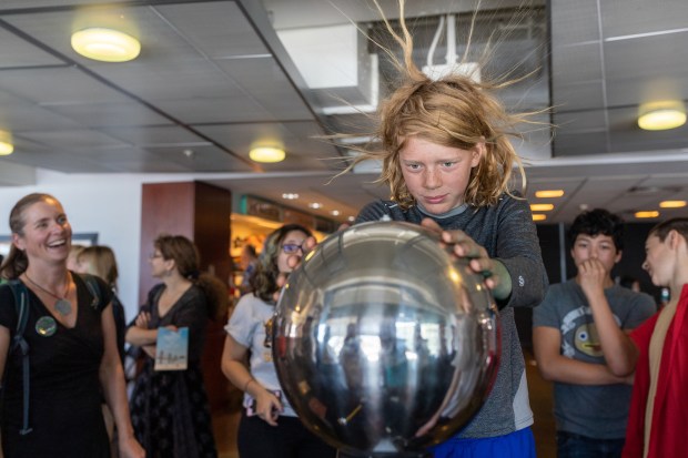 Kids learn about static electricity at the 2019 Bay Area Science Festival, at Oracle Park in San Francisco. The 2020 festival will be online due to the coronavirus pandemic, but will feature more than 125 free events. (Photo: Bay Area Science Festival)